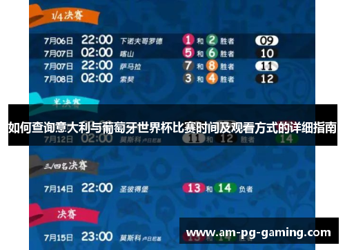 如何查询意大利与葡萄牙世界杯比赛时间及观看方式的详细指南 如何查询意大利与葡萄牙世界杯比赛时间及观看方式的详细指南