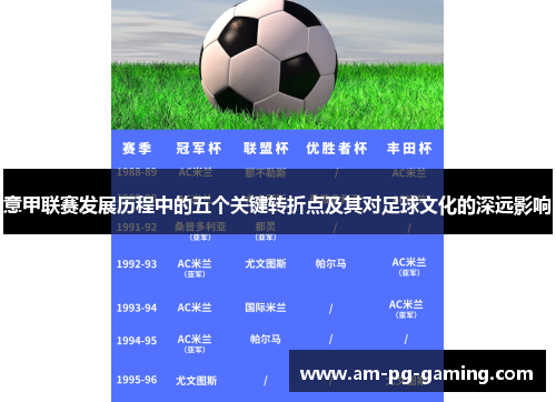意甲联赛发展历程中的五个关键转折点及其对足球文化的深远影响